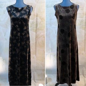 JPR Outfit brown velvet floral maxi shift dress